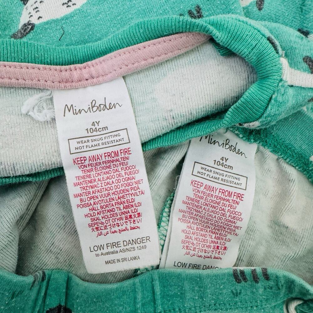Mini Boden Green Sheep Print Pajama Set - Picture 3 of 5